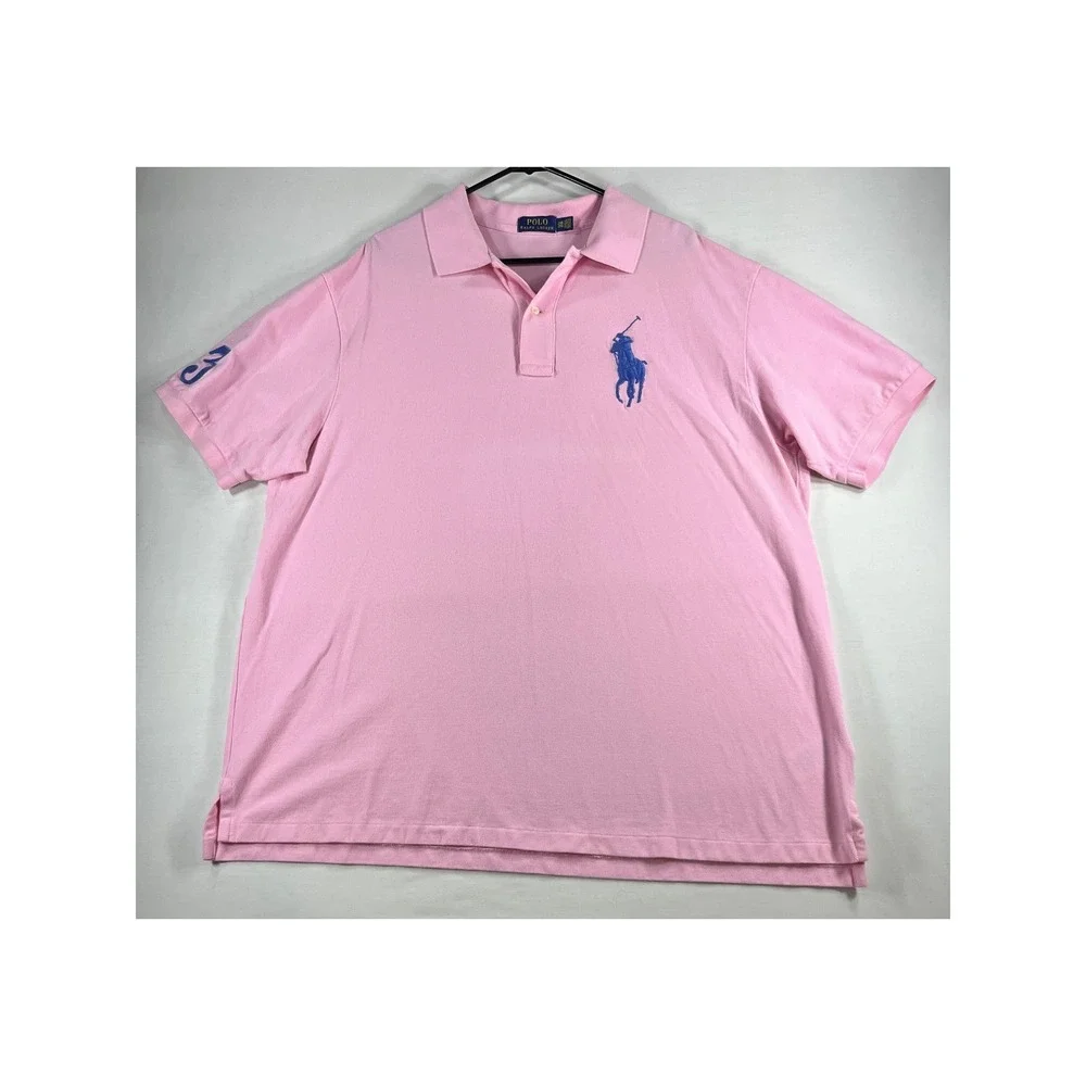 Polo Ralph Lauren Mens Pink Big Pony Short Sleeve Polo Shirt 2XB Big & Tall